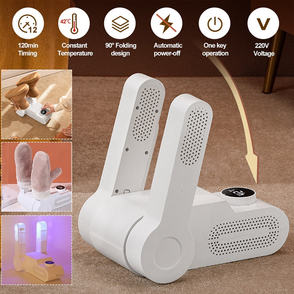 Portable Shoe Dryer Uv Foldable Fast Dry Shoe Heater Dry Deodorant Dehumidifier 360 ° Drying Gloves Socks 220v