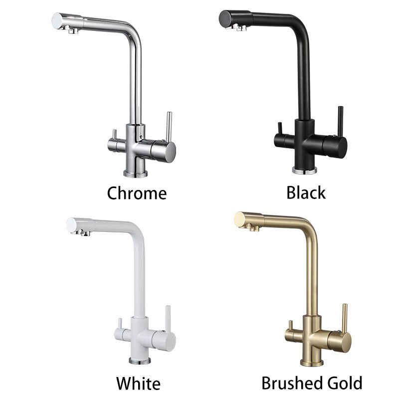 ULA Filtered Kitchen Faucet Brass Purifier Faucet Dual Sprayer Drinking Water Mixer Tap Nozzle Sink Mixer Kitchen Gold Tap