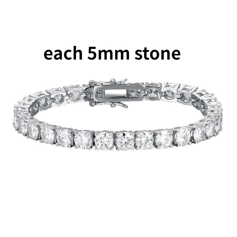 2-6.5mm Real Moissanite Tennis Bracelet for Women Gift Platinum Plated 100% 925 Sterling Silver Wedding Jewelry