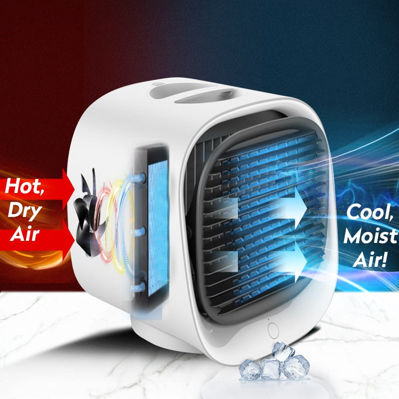 Portable Mini Air Conditioning USB Air Cooler Fan Humidifier Water Cooled Air Cooling Fan For Office Bedroom With 7 Colors Light