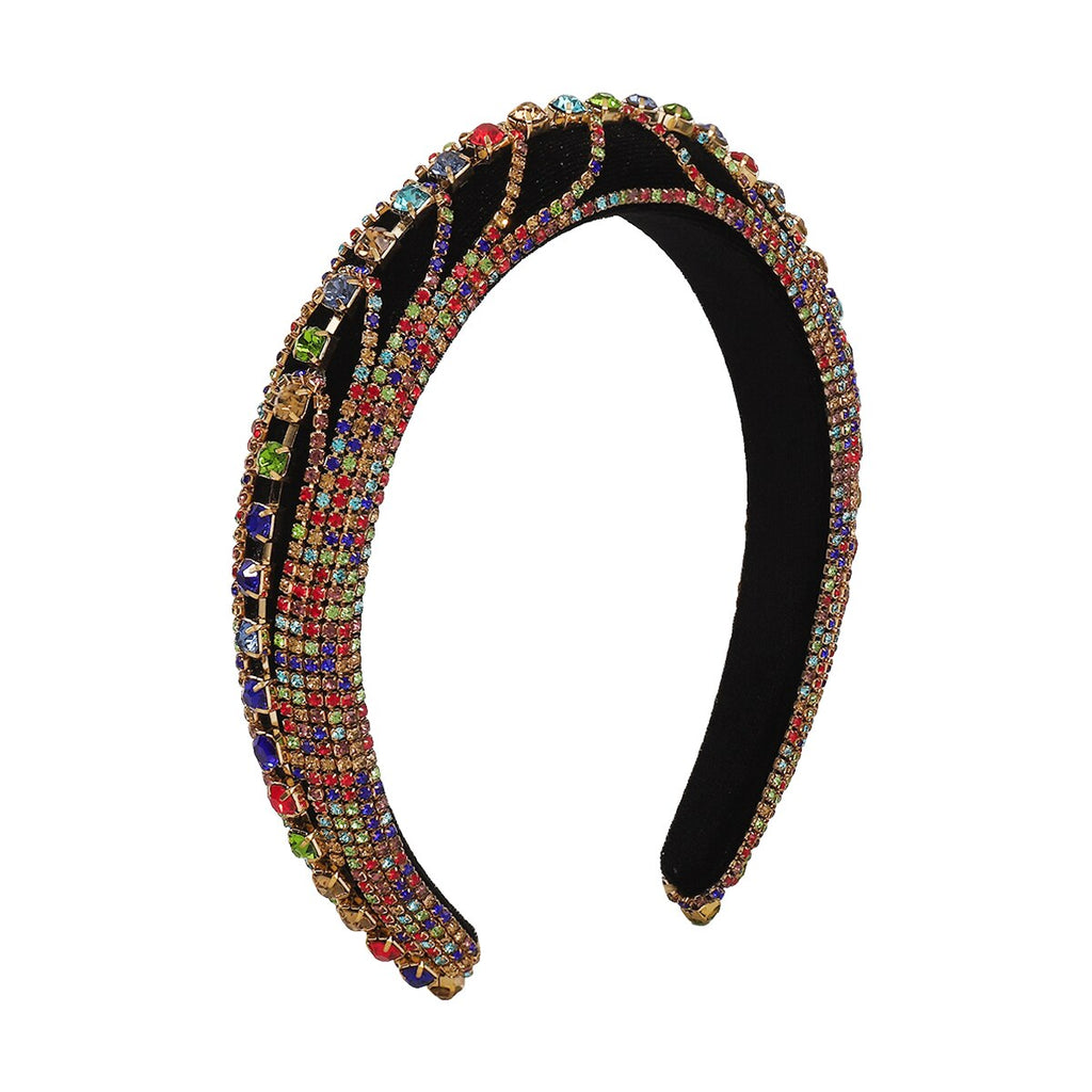 Colorful Crystal Hairbands Rhinestone Padded Headband Party Wedding Hair Hoop For Women Girls Hair Accessories Headpieces Gifts