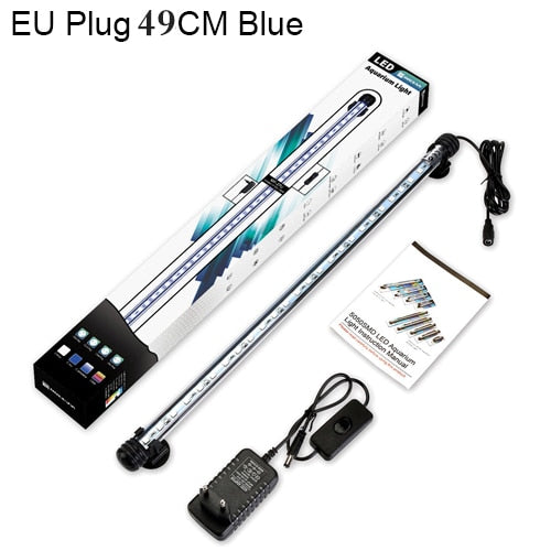 Barre lumineuse LED étanche pour aquarium, poisson précieux, bleu et blanc, 19 cm, 29 cm, 39 cm, 49cm, lampe à clip sous-marine SubSN, décor inclus UE