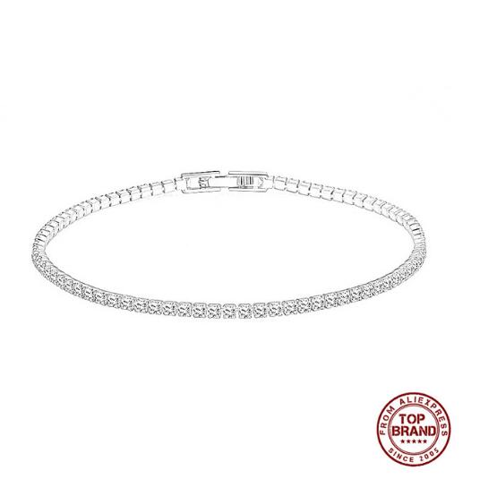 Platinum-plated. Sterling silver 925 with 2-6.5mm real moissanite tennis bracelet for women as a gift.