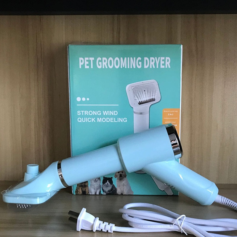 Pet Hair Dryer Portable  2 in 1 Dog Hair Dryer Home Pet Grooming Cat Hair Comb Dog Fur Blower Adjustable Temperature Pet Brush