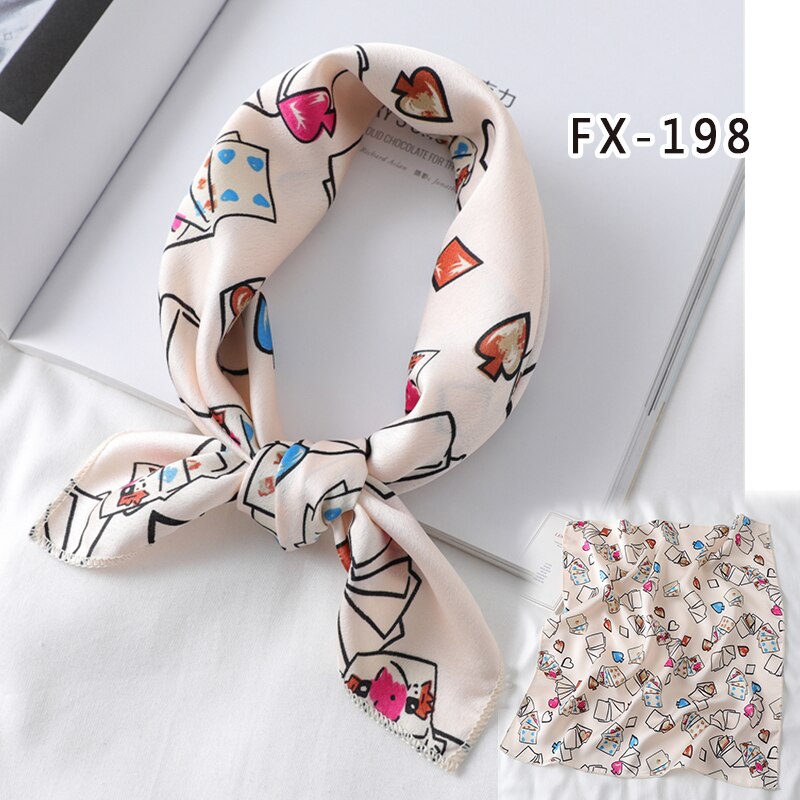 Lady Hair Scarf for Women Fashion Print Small Satin Silk Square Scarves Design Hairbands Bandana Foulard Accessories Summer 2022