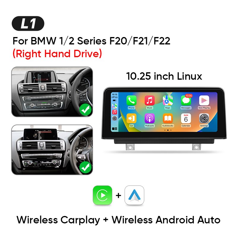 Ainavi Wireless Carplay Multimedia Player Android Auto Car stereo For BMW 1/2/3/4 Series F20/F21/F22/F30/F31/F32/F33/F34/F35/F36