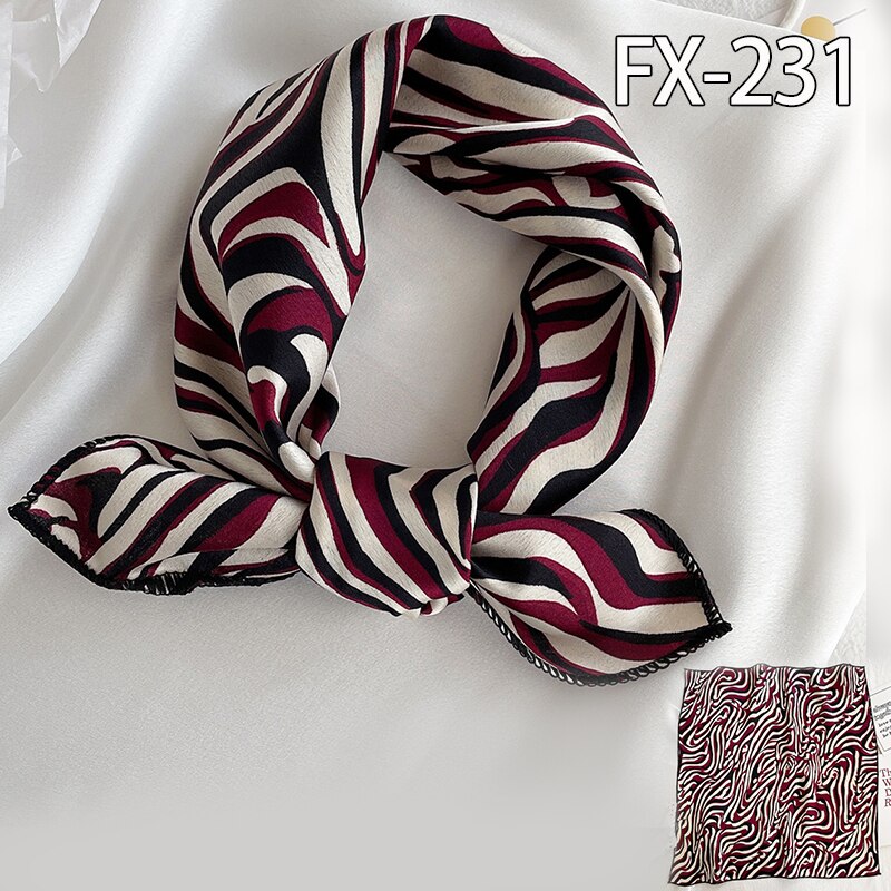 Lady Hair Scarf for Women Fashion Print Small Satin Silk Square Scarves Design Hairbands Bandana Foulard Accessories Summer 2022