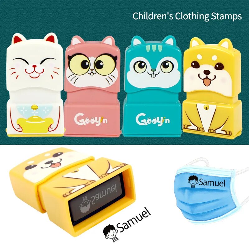 Children's Name Seal Custom Student's Name Stamp Kindergarten Clothes Waterproof Name Sticker Kawaii Montessori Stamp Gift