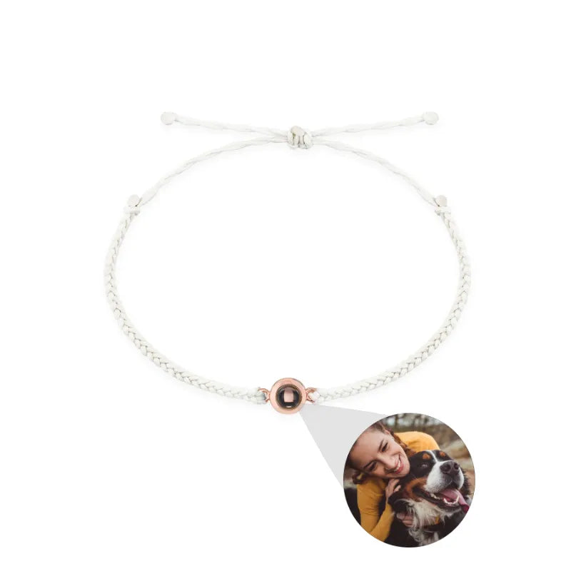 Personalized Circle Photo Bracelet Custom Photo Bracelet with Couple Projection Bracelets Memorial Jewelry Gift for Women Men