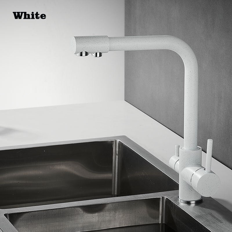 Kitchen Filtered Faucet Balck with Dot Brass Purifier Faucet Dual Sprayer Drinking Water Tap Vessel Sink Mixer Tap Torneira