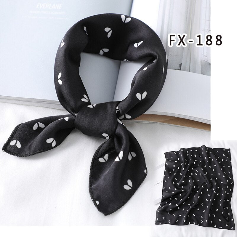 Lady Hair Scarf for Women Fashion Print Small Satin Silk Square Scarves Design Hairbands Bandana Foulard Accessories Summer 2022