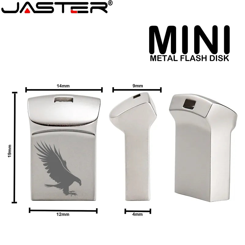 JASTER Mini Metal USB Flash Drives Silver Business Gifts Memory Stick Custom logo Pen Drive Waterproof Storage Devices 32GB 64GB