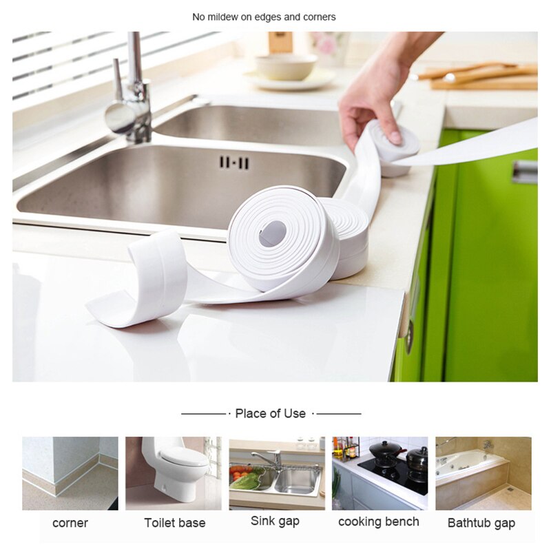 Kitchen Bathroom Waterproof Mildew Proof Tape Cooktop Edge Sealing Strip Wallpaper Self Adhesive Toilet Slot Corner Line Sticker