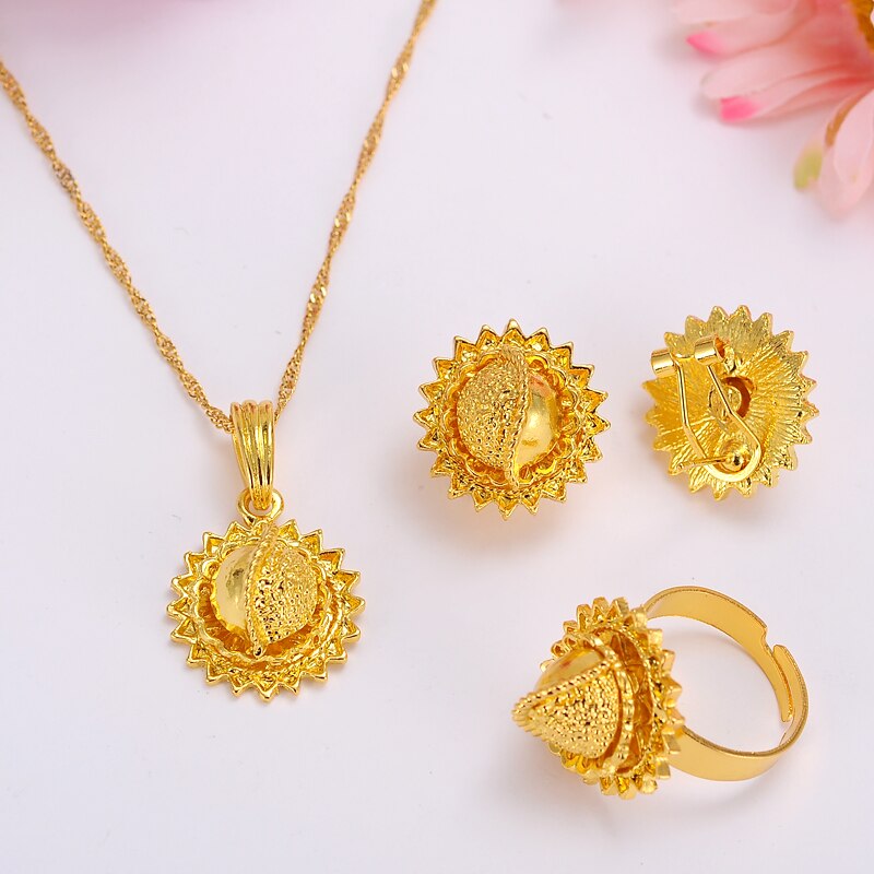 24K Gold Color Ethiopian Traditiona Newest Item Jewelry Sets  Ethiopia Eritrea Sets For Women's Habesha Wedding Party Gifts