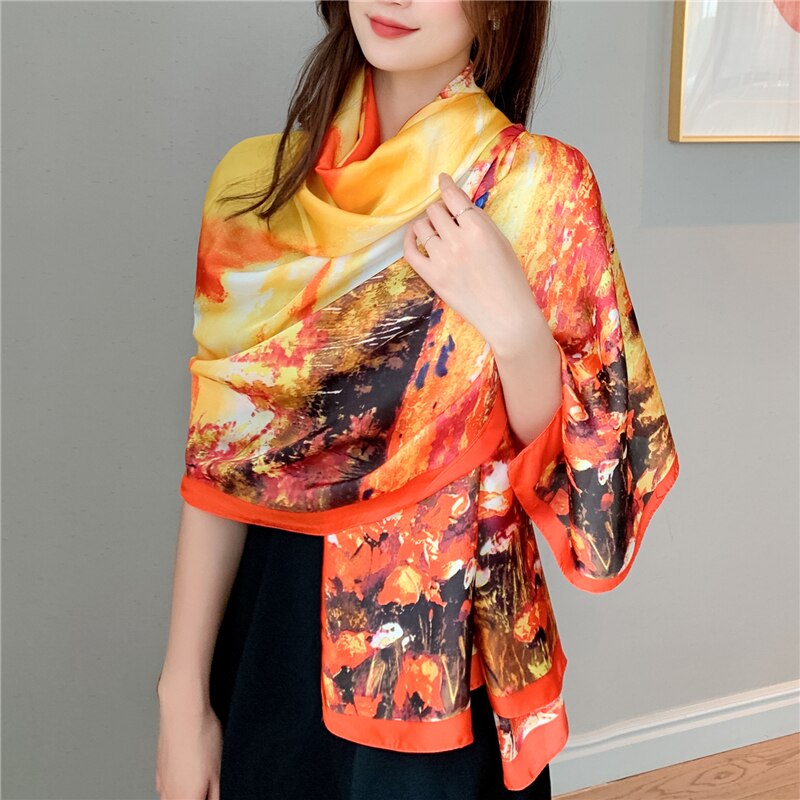 2022 New Design Brand Silk Scarves Summer Women Shawls And Wraps Print Hijabs Scarfs Foulard Femme Pashmina Beach Stoles Luxury