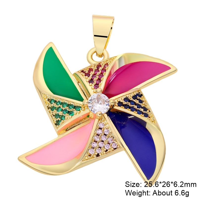 Juya DIY Luxury Multicolor Cubic Zirconia Enamel Greek Evil Eye Charms For Handmade Women Fashion Pendant Turkish Jewelry Making