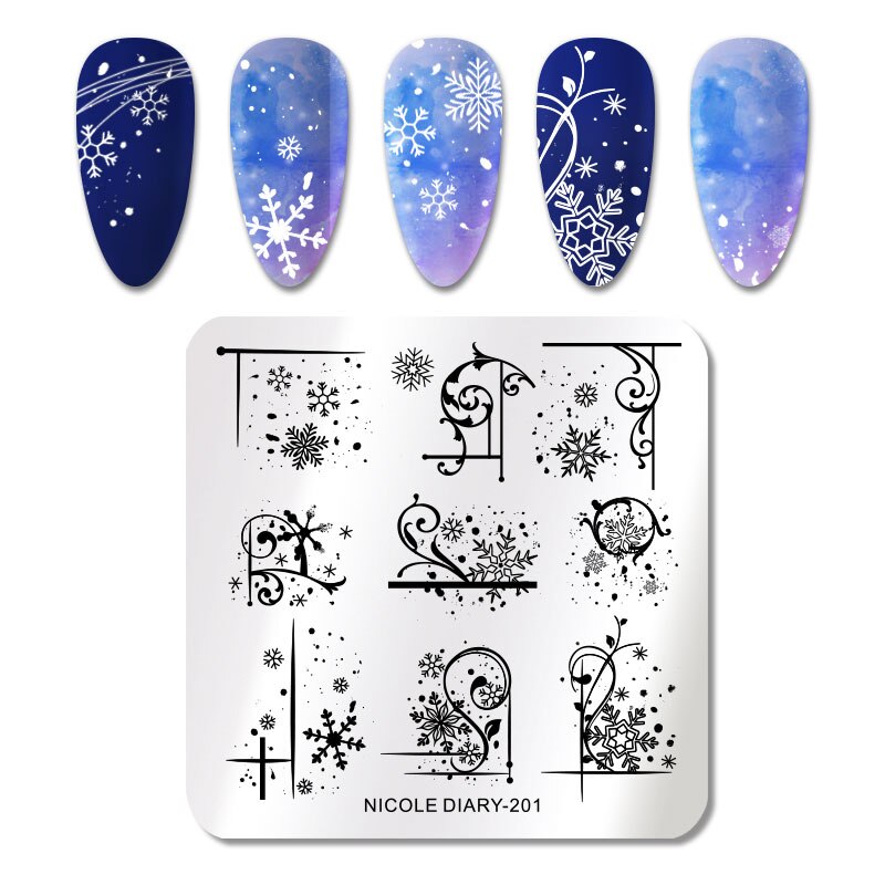 NICOLE DIARY Leaves Flower Stripe Design Stamping Plates Abstract Lady Face Nail Stamp Templates Leaf Floral Printing Stencil