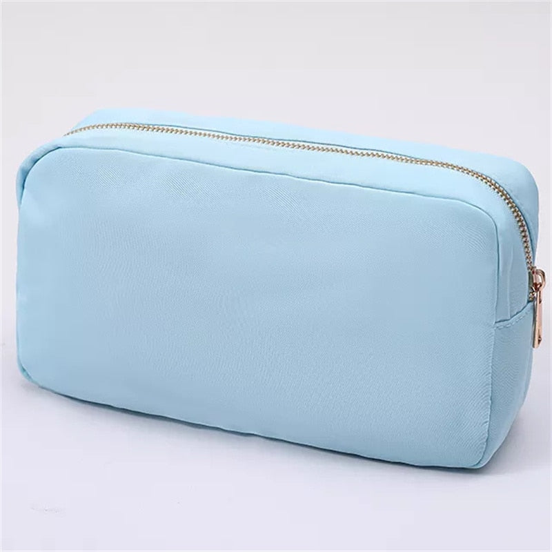 S/M/L 3 size Solid color Toiletry Pouch Nylon Travel Storage Bag Diy Embroidery Patch Personalize Makeup Bag