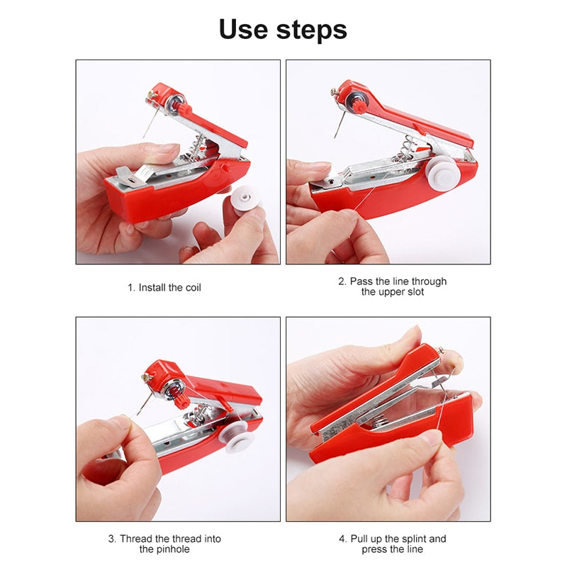 1PC Mini Sewing Machines Needlework Cordless Hand-Held Clothes Useful Portable Sewing Machines DIY Apparel Sewing Fabric Tool