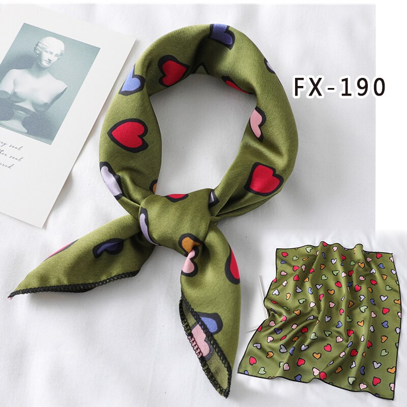 Lady Hair Scarf for Women Fashion Print Small Satin Silk Square Scarves Design Hairbands Bandana Foulard Accessories Summer 2022