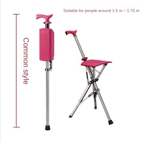 Folding Crutch Chair Elderly Hand Stool Light and Portable Delta Chair Can Sit Non-Slip Walking Stick