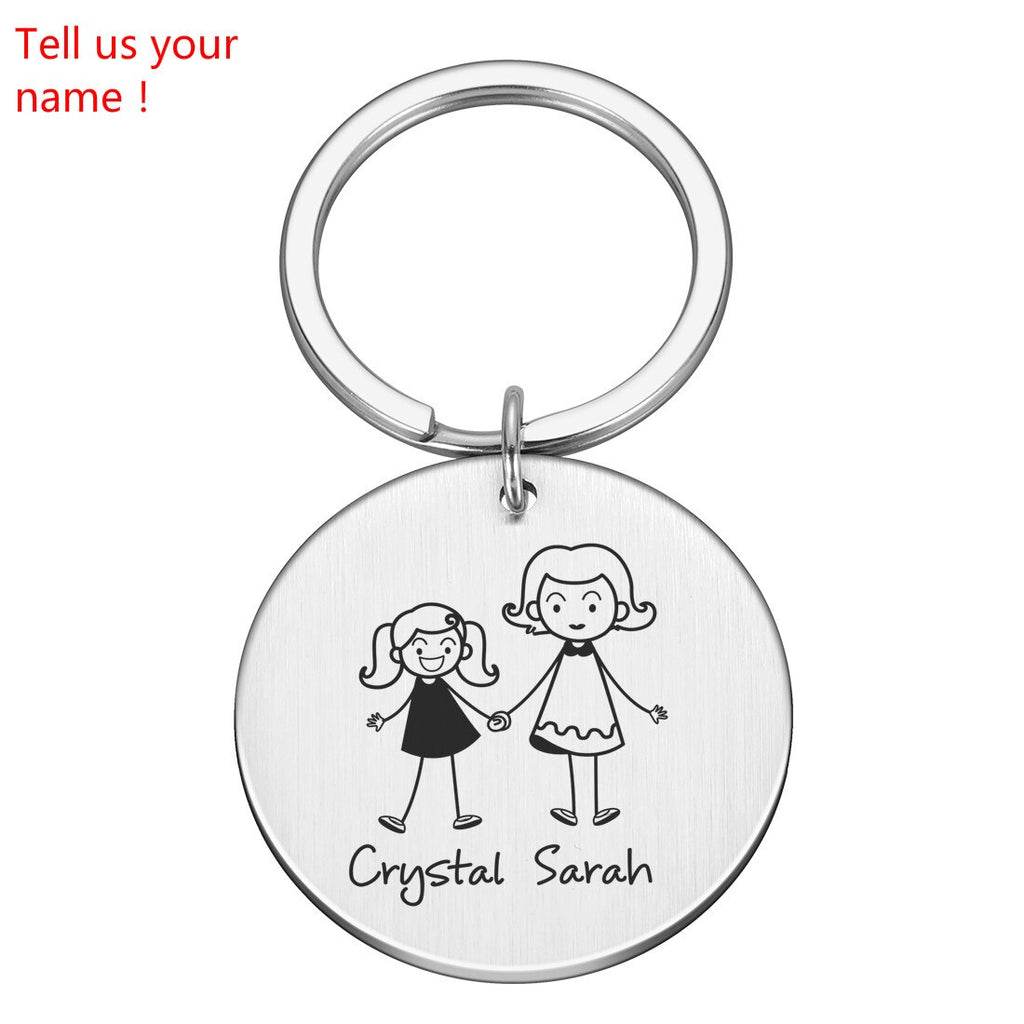 Love Cute Keychain Engraved Family Gifts for Parents Children Present Keyring Bag Charm Families Member Gift Key Chain