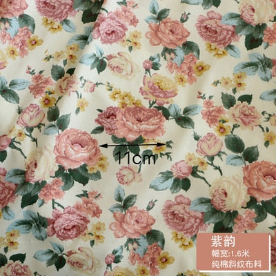 Fresh Floral Twill Cotton Fabric (50x160cm) - Ideal for DIY Baby Clothes, Newborn Pajamas, Quilt Covers, and Bed Sheets - High-Quality Sewing Cloth for Crafting