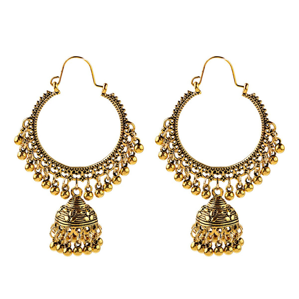 New Ethnic Vintage Women's Geometric Turkish Jhumka Earrings Indian Jewelry Gold Color Tassel Dangling Earrings Turkey Jewelry