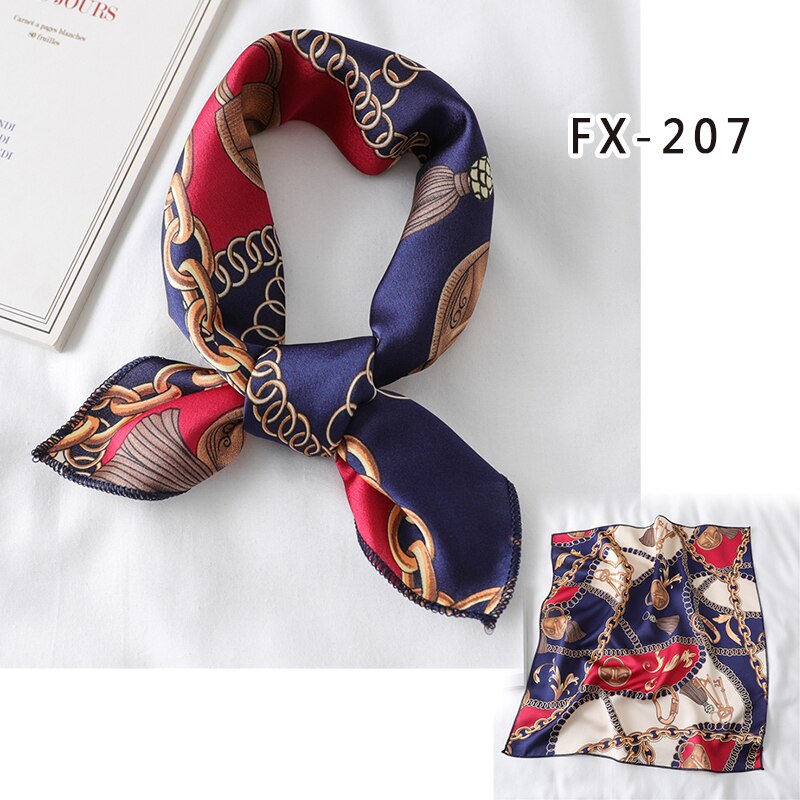 Lady Hair Scarf for Women Fashion Print Small Satin Silk Square Scarves Design Hairbands Bandana Foulard Accessories Summer 2022