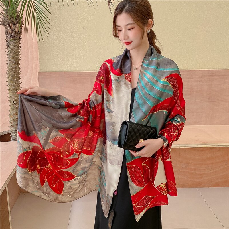 2022 New Design Brand Silk Scarves Summer Women Shawls And Wraps Print Hijabs Scarfs Foulard Femme Pashmina Beach Stoles Luxury