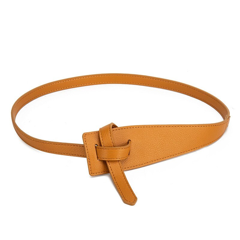 Knot Pu Leather Belts for Women Soft Knotted Strap Belt Long Dress Accessories Lady Waistbands