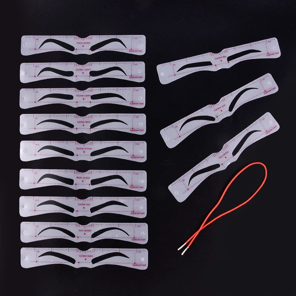 12pcs/Set One-Pieces Eyebrow Shape Set Portable Plastic Eyebrow Stencil Card for Women Thrush Model Eye Brow Drawing Tool Makeup