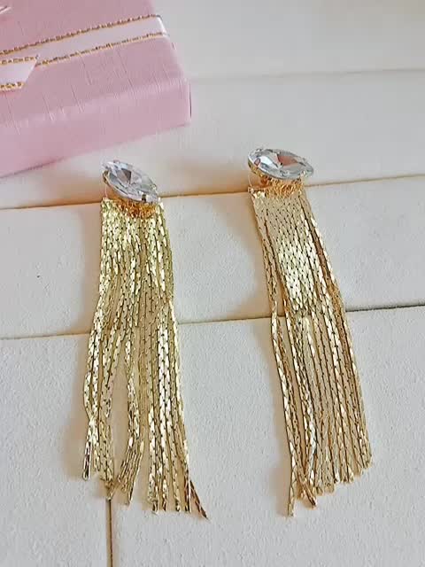 Statement Fashion Metallic Long Dangle Tassel Earrings For Women bijoux Etrendy fashion party jewelry wholesale