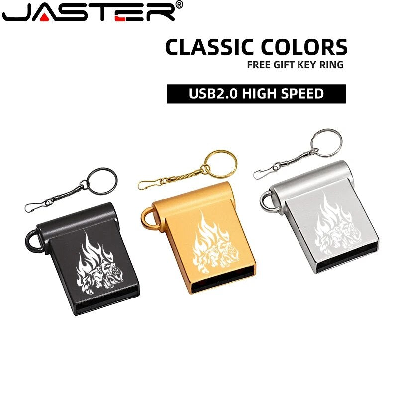 JASTER Mini USB 2.0 32GB flash drive 64GB Real capaciteit 16GB Free Custom LOGO Pendrive 8G u disk Gifts Key Chain Memory stick