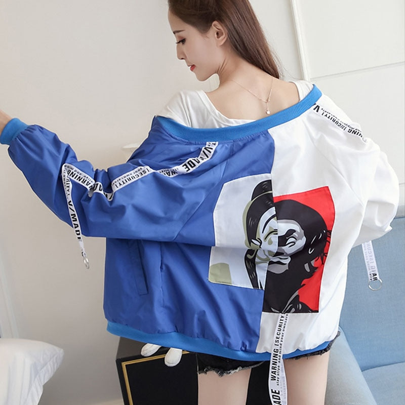 Jackets Women Clown Print New Women's Basic Jacket Fashion Thin Girl Chic Windbreaker Outwear Bomber Female Baseball Women Coat