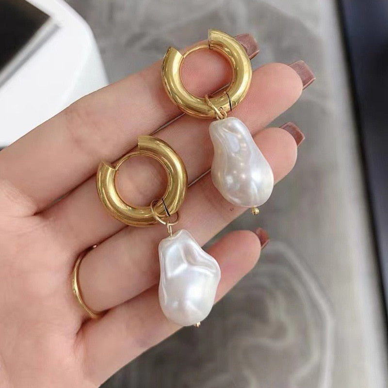 Trend Simulation Pearl Long Earrings Female Moon Star Flower Rhinestone Wedding Pendant Earrings Fashion Korean Jewelry Earrings