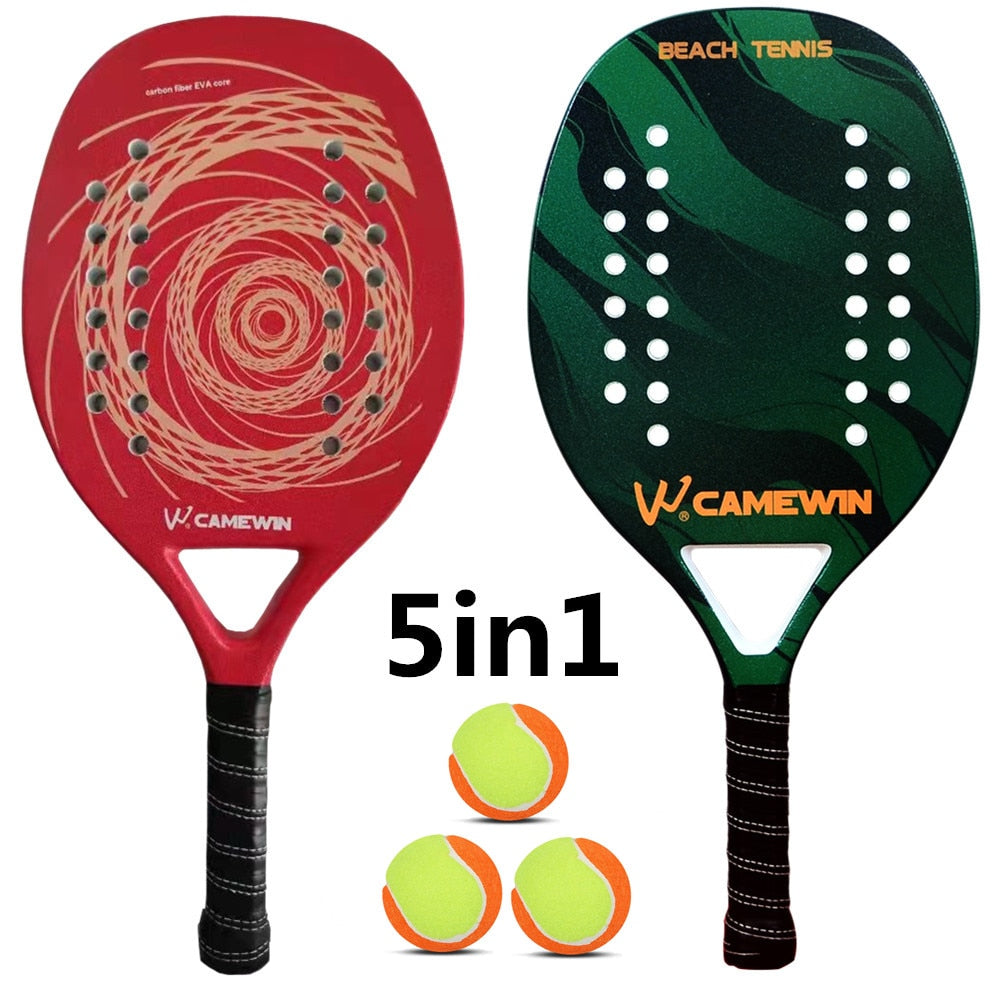 CAMEWIN Professional Beach Tennis Racket Carbon Fiber Beach Racket Protector Can Be Matched With