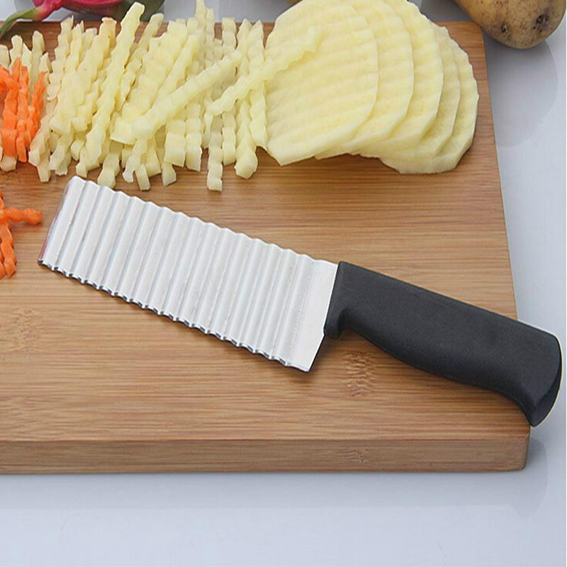 Stainless Steel Potato Chip Slicer Dough Vegetable Fruit Crinkle Wavy Slicer Knife Potato Cutter Chopper French Fry Maker