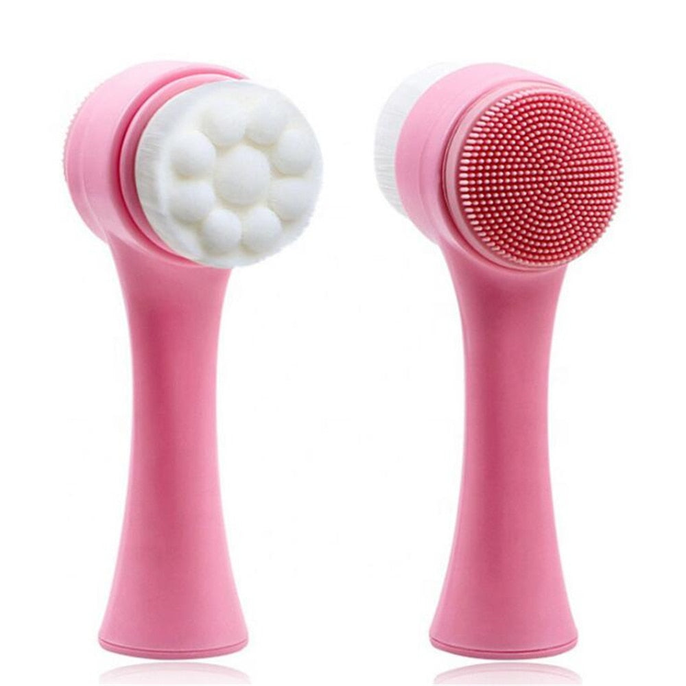 Double-sided Facial Cleansing Brush Silicone Face Skin Care Tool Facial Massage Cleanser Brush Makeup Remover Brush Beauty Tools