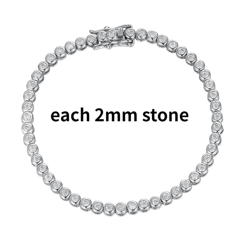 2-6.5mm Real Moissanite Tennis Bracelet for Women Gift Platinum Plated 100% 925 Sterling Silver Wedding Jewelry