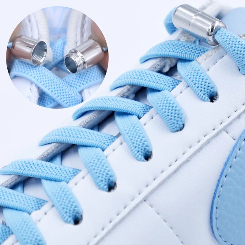 Metal Lock Round Elastic Shoelaces Flat Fashion Safety No Tie Shoelace Suitable For All Kinds Of Shoes Lazy laces