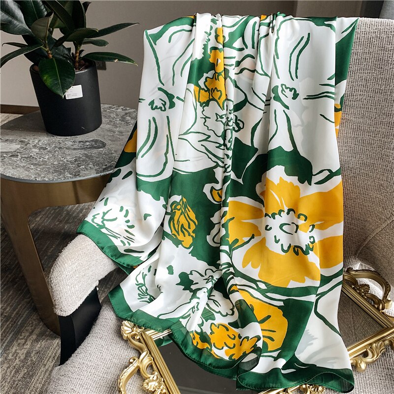 2022 New Design Brand Silk Scarves Summer Women Shawls And Wraps Print Hijabs Scarfs Foulard Femme Pashmina Beach Stoles Luxury