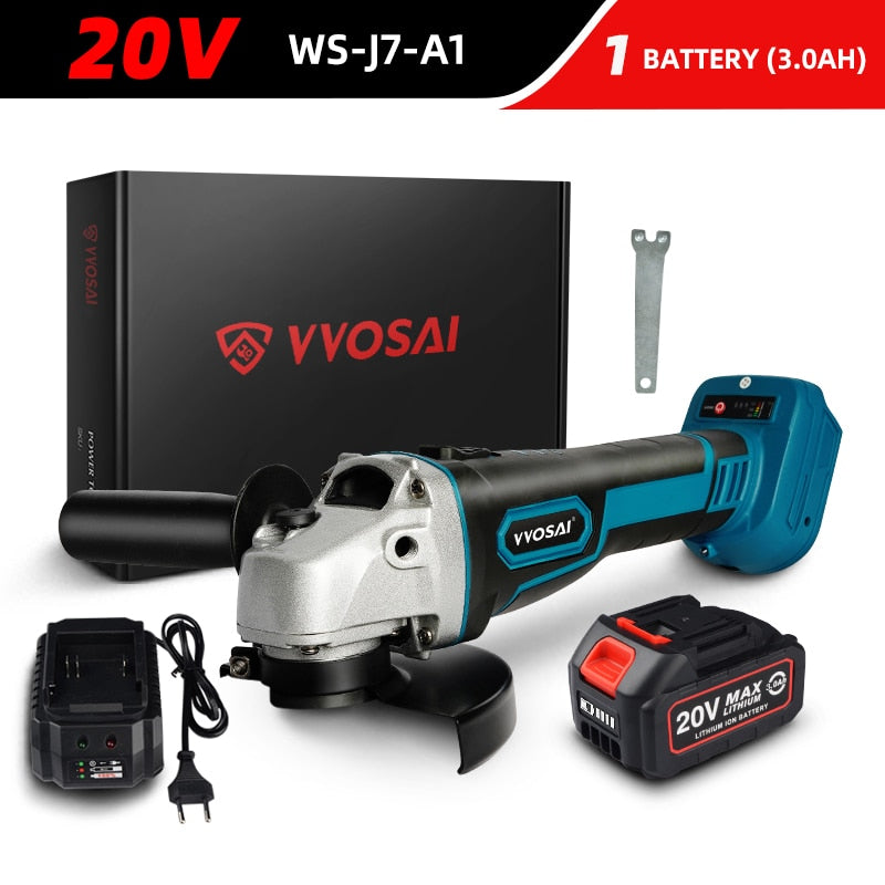 VVOSAI M14 Cordless Angle Grinder 20V Lithium-Ion Grinding Machine Cutting Electric Angle Grinder Grinding Brushless Power Tool