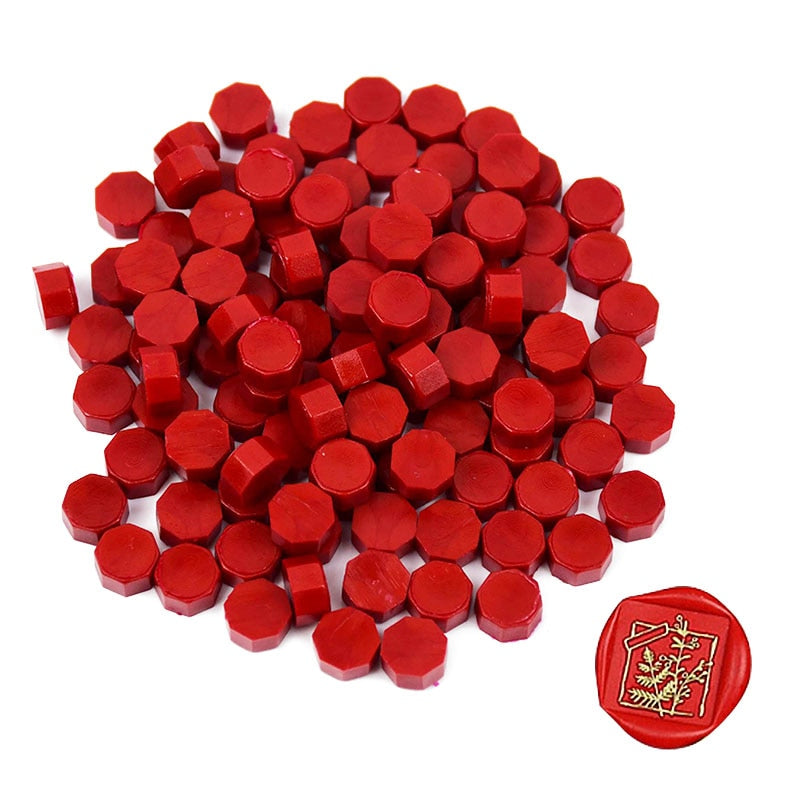 100Pcs/Bag Retro Wax Seal Colored Wax Beads DIY Scapbooking Octagon Sealing Stamp for Envelope Letter Wedding Party Invitation