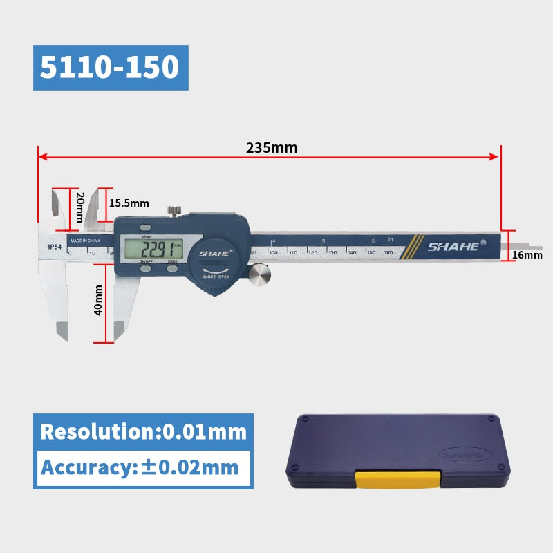 SHAHE Hardened Stainless Steel 0-150 mm Digital Caliper Messschieber Caliper Electronic Vernier Micrometro