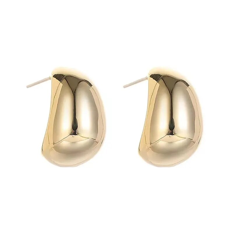 Simple Pea Shaped Copper Alloy Gold Color Drop Earrings For Woman 2021 Korean Fashion Jewelry Goth Party Girls Unusual Accessory