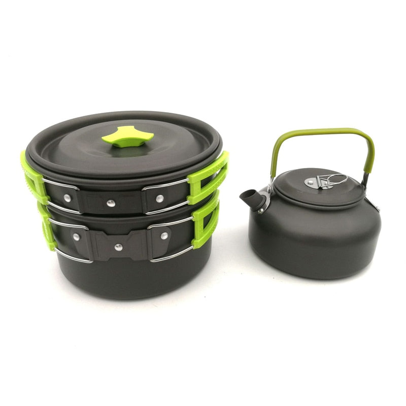 Camping cooking set Camping Gear Outdoor stove teapot Pan cup Accessories Portable Camping Equipment camper accessories kitchen