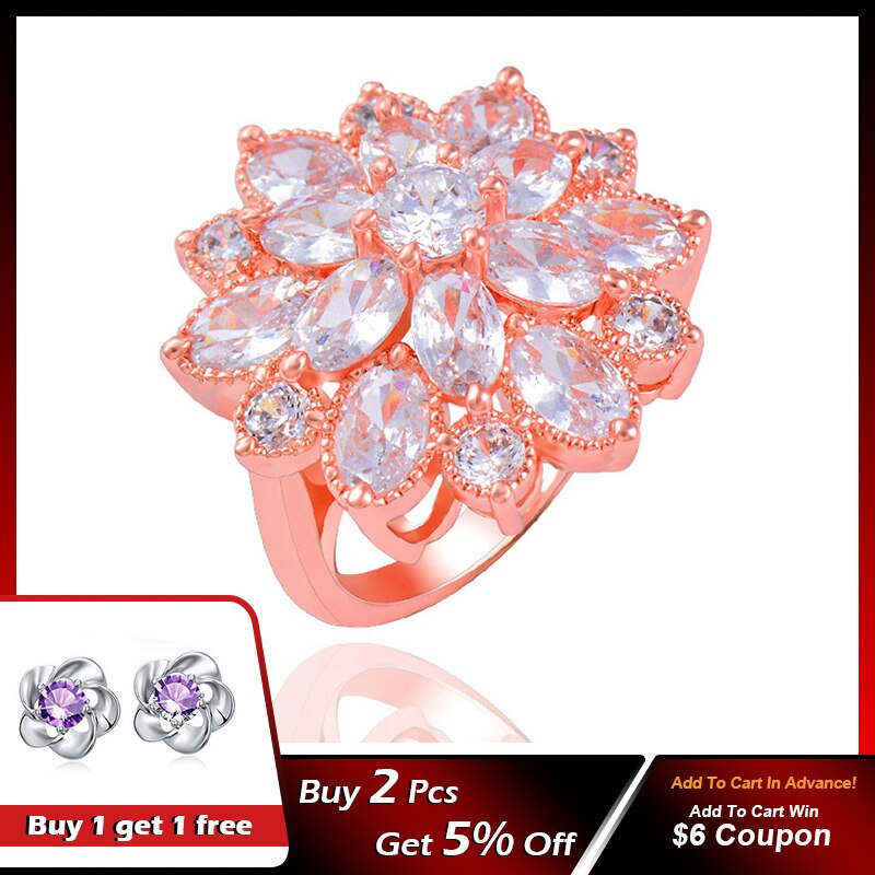 SINLEERY Luxury Crystal Flower Rings For Women Wedding Engagement Jewelry Rose Gold Silver Color Ring Size 67 8 9 10 JZ547 SSO