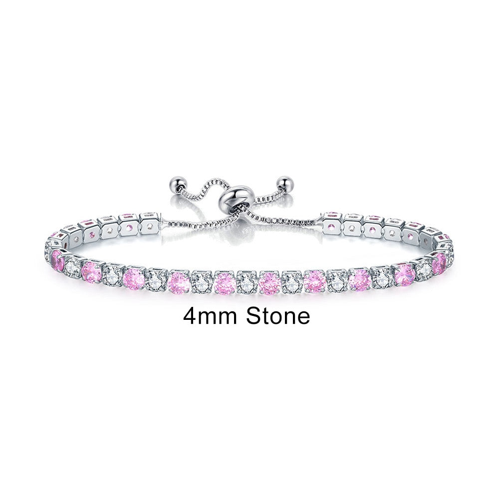 Adjustable Multicolor Tennis Bracelets For Women Ladies Wedding Rainbow Colorful Zircon Charm Bracelet Hand Chain Jewelry DZH043