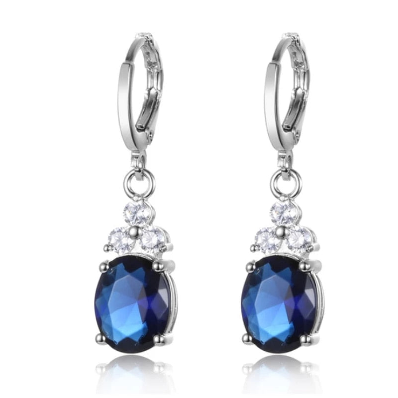 Women's Earrings Chamomile Dorea Fashion Geometry Studs Zirconia Earrings Cute Blue Stone Minimalism Piercing Earrings for Wife